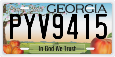 GA license plate PYV9415