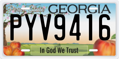 GA license plate PYV9416