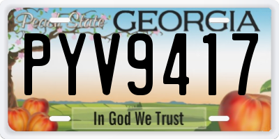 GA license plate PYV9417