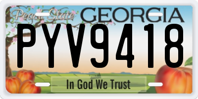 GA license plate PYV9418