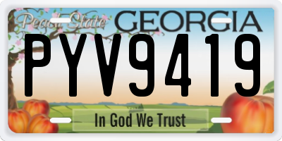 GA license plate PYV9419
