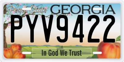 GA license plate PYV9422