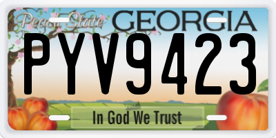 GA license plate PYV9423