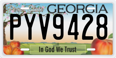 GA license plate PYV9428