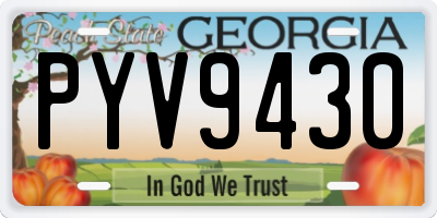 GA license plate PYV9430
