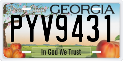 GA license plate PYV9431