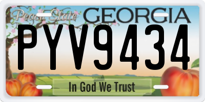 GA license plate PYV9434