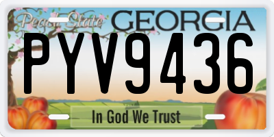 GA license plate PYV9436