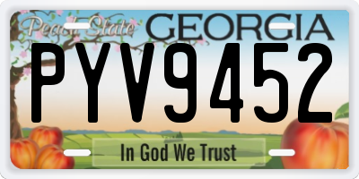 GA license plate PYV9452