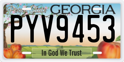 GA license plate PYV9453