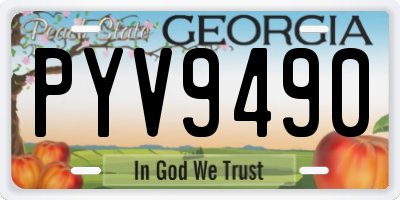 GA license plate PYV9490