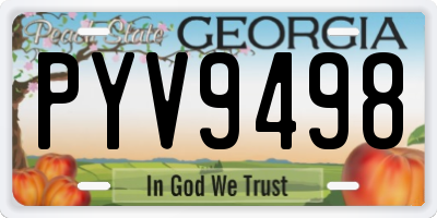 GA license plate PYV9498