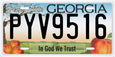 GA license plate PYV9516