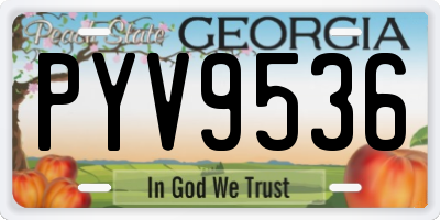 GA license plate PYV9536