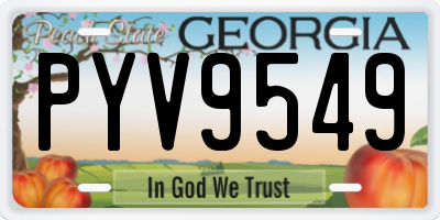 GA license plate PYV9549