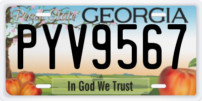 GA license plate PYV9567