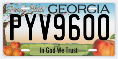 GA license plate PYV9600