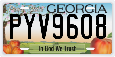 GA license plate PYV9608