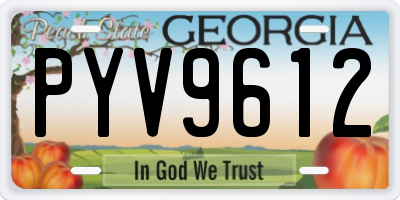 GA license plate PYV9612