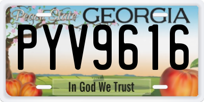 GA license plate PYV9616
