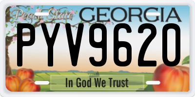 GA license plate PYV9620