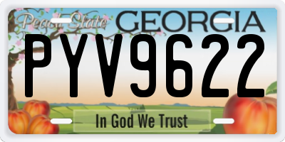 GA license plate PYV9622