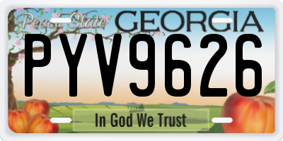 GA license plate PYV9626