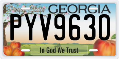 GA license plate PYV9630