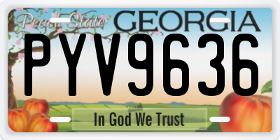 GA license plate PYV9636