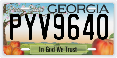 GA license plate PYV9640