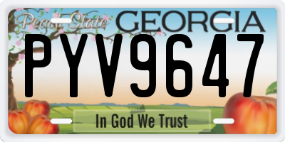 GA license plate PYV9647