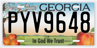 GA license plate PYV9648