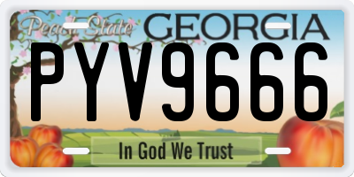 GA license plate PYV9666
