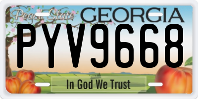 GA license plate PYV9668