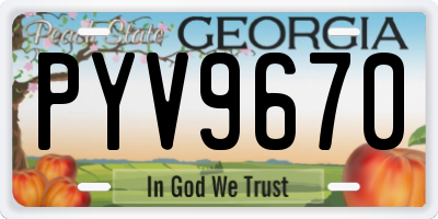 GA license plate PYV9670