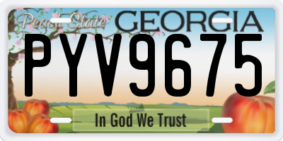 GA license plate PYV9675