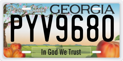 GA license plate PYV9680