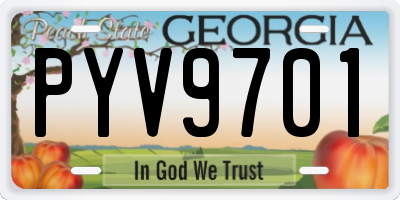 GA license plate PYV9701