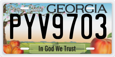 GA license plate PYV9703
