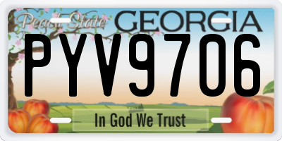 GA license plate PYV9706