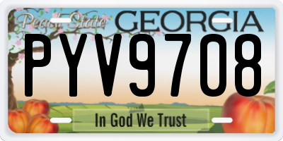 GA license plate PYV9708
