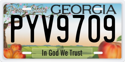 GA license plate PYV9709