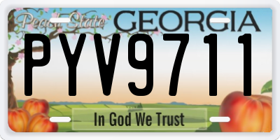 GA license plate PYV9711