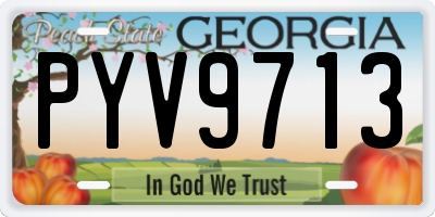 GA license plate PYV9713
