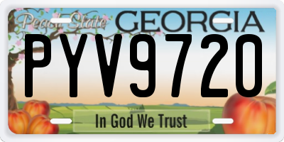 GA license plate PYV9720