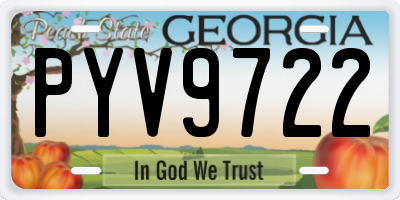 GA license plate PYV9722