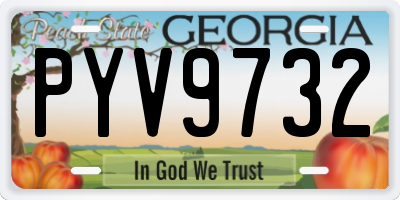 GA license plate PYV9732
