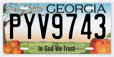 GA license plate PYV9743
