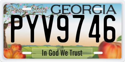 GA license plate PYV9746