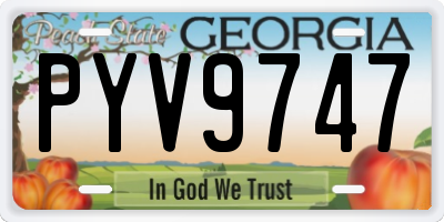 GA license plate PYV9747